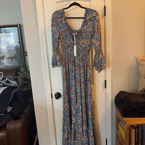 Elegant Paisley Long Sleeve Dress